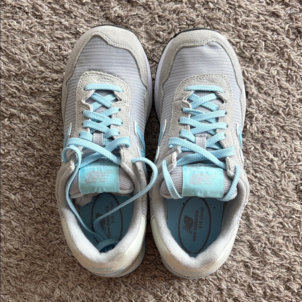 New Balance Light Gray and Aqua Sneakers
